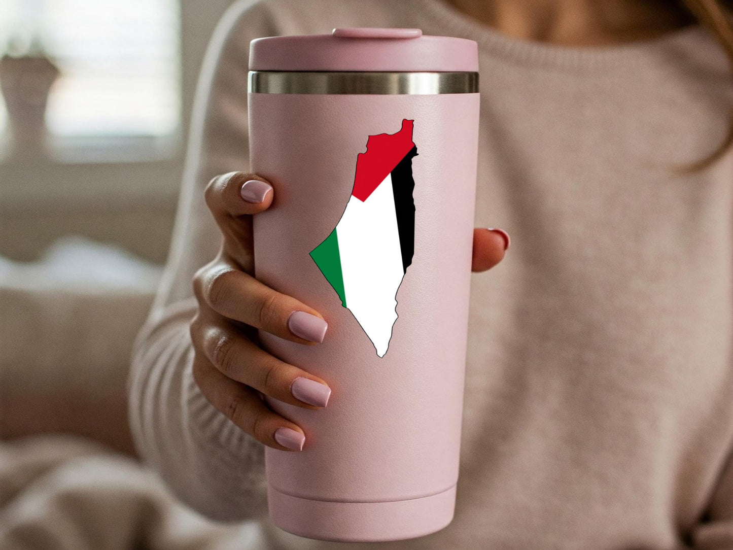 Palestinian Flag Car Sticker – Waterproof Vinyl Decal for Bumper, Window, Laptop – Protest Symbol in the Shape of the Palestine Map