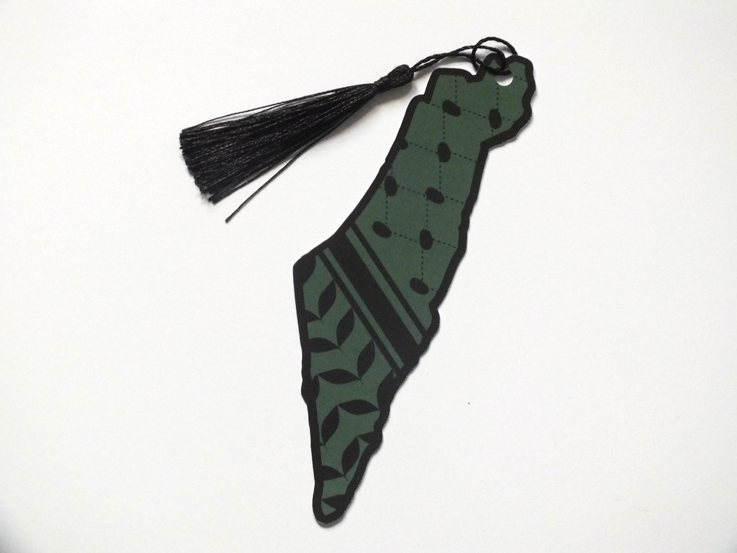 Palestine Support Bookmark – Keffiyeh Embroidery Print – Handmade Gift for Activist Readers - Pro Palestine Gift for Book Lover