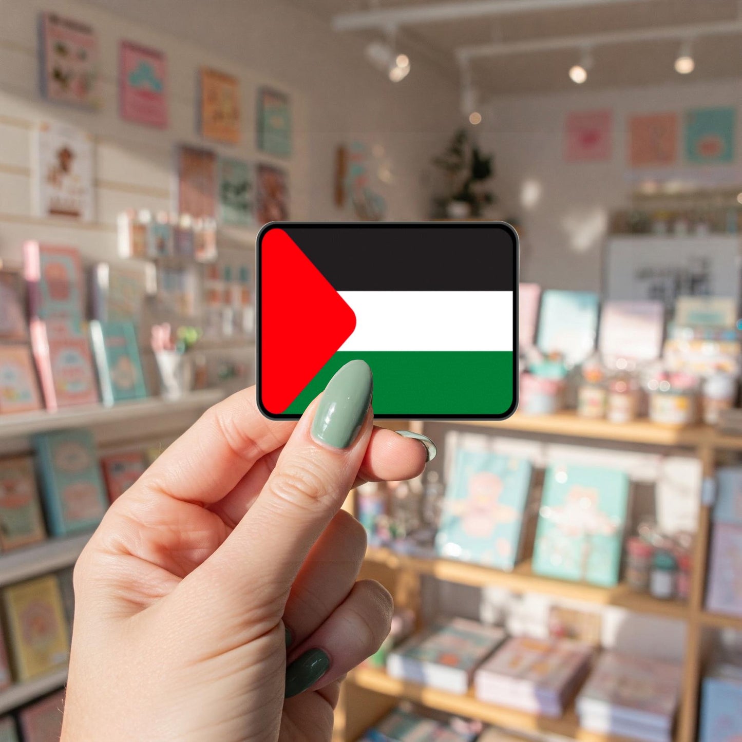 Palestinian Flag Decal – Glossy Vinyl Sticker for Car Windscreen, Water Bottle, Laptop, iPhone – Support Gaza Freedom and Solidarity