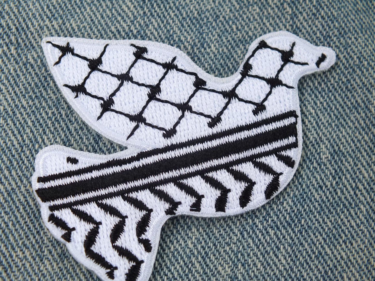 Peace Dove Kuffiyah Patch - Pro Palestine Embroidered Badge – Iron-On or Hook & Loop Option - Handmade Embroidery Statement Accessory
