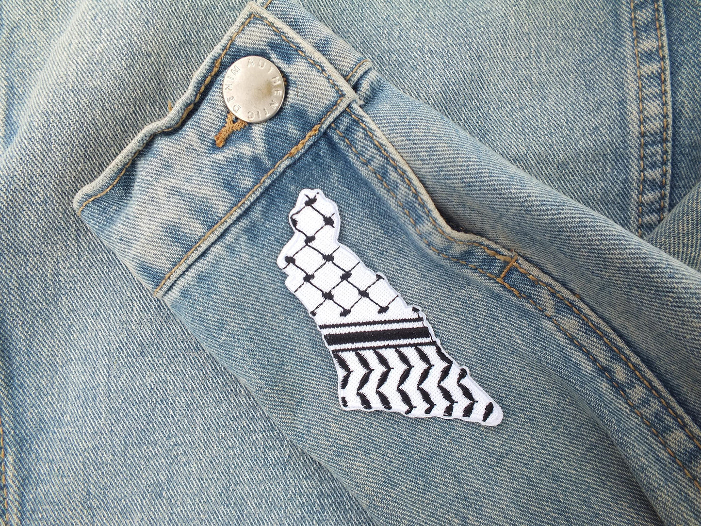 Black & White Keffiyeh Patch – Palestine Resistance Embroidery – Iron-On or Velcro Clothing Badge - Peace Dove Patch in Solidarity with Gaza