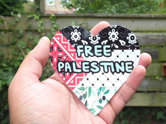Free Palestine Bumper Sticker - Solidarity Flag of Palestine Decal for Car Bumper, Car Window, Laptop – Palestinian Heritage Love Heart