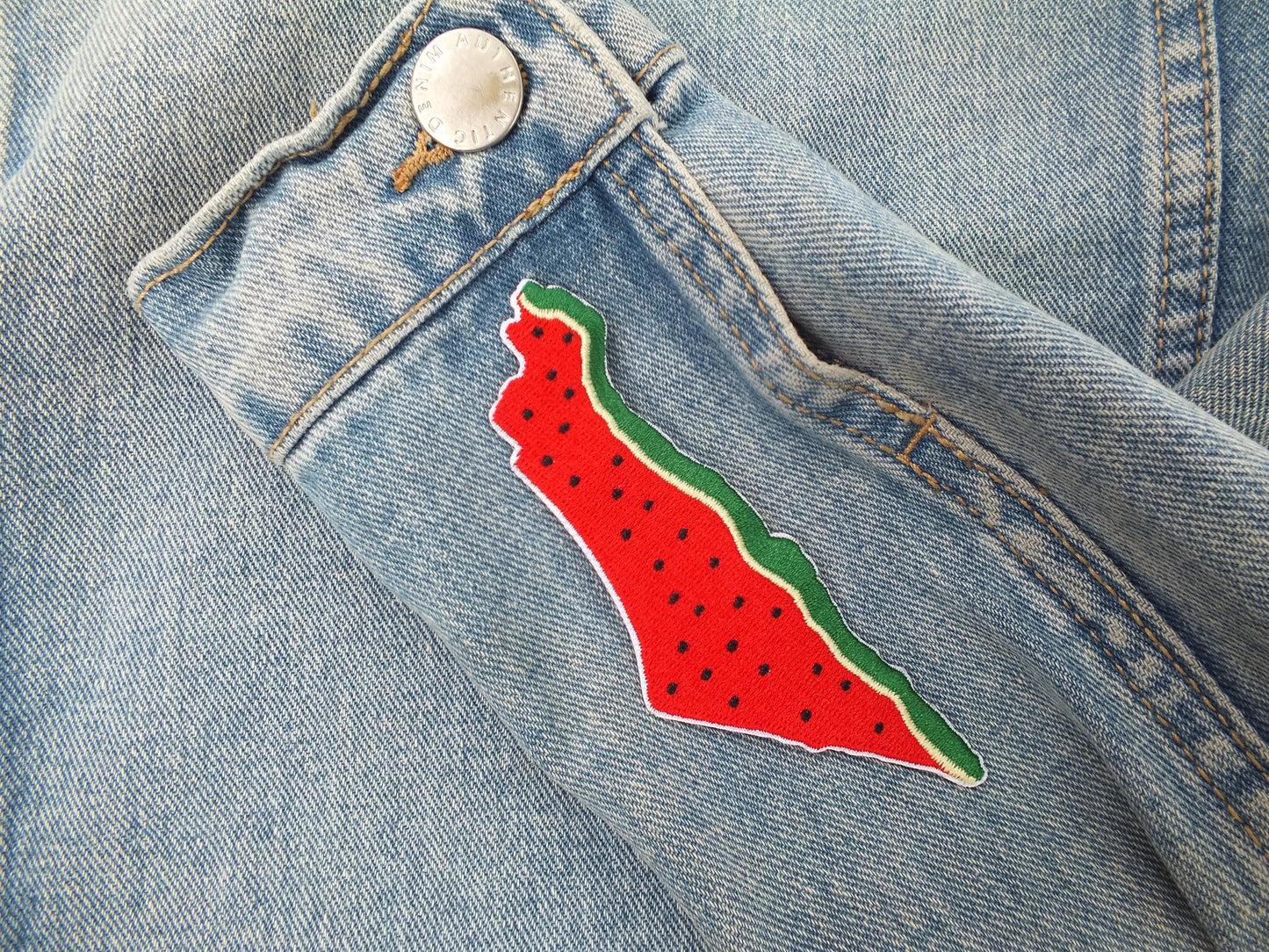 Embroidered Watermelon Patch – Palestine Identity Symbol – Iron-On or Velcro for Denim Jacket, Backpack - Awareness Gift for Activist