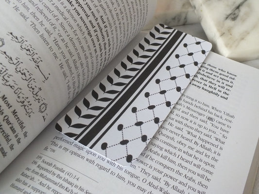 Palestine Embroidery Pattern Bookmark – Flag & Keffiyeh Pattern – Cultural Reading Gift for Supporters and Activist - Solidarity with Gaza