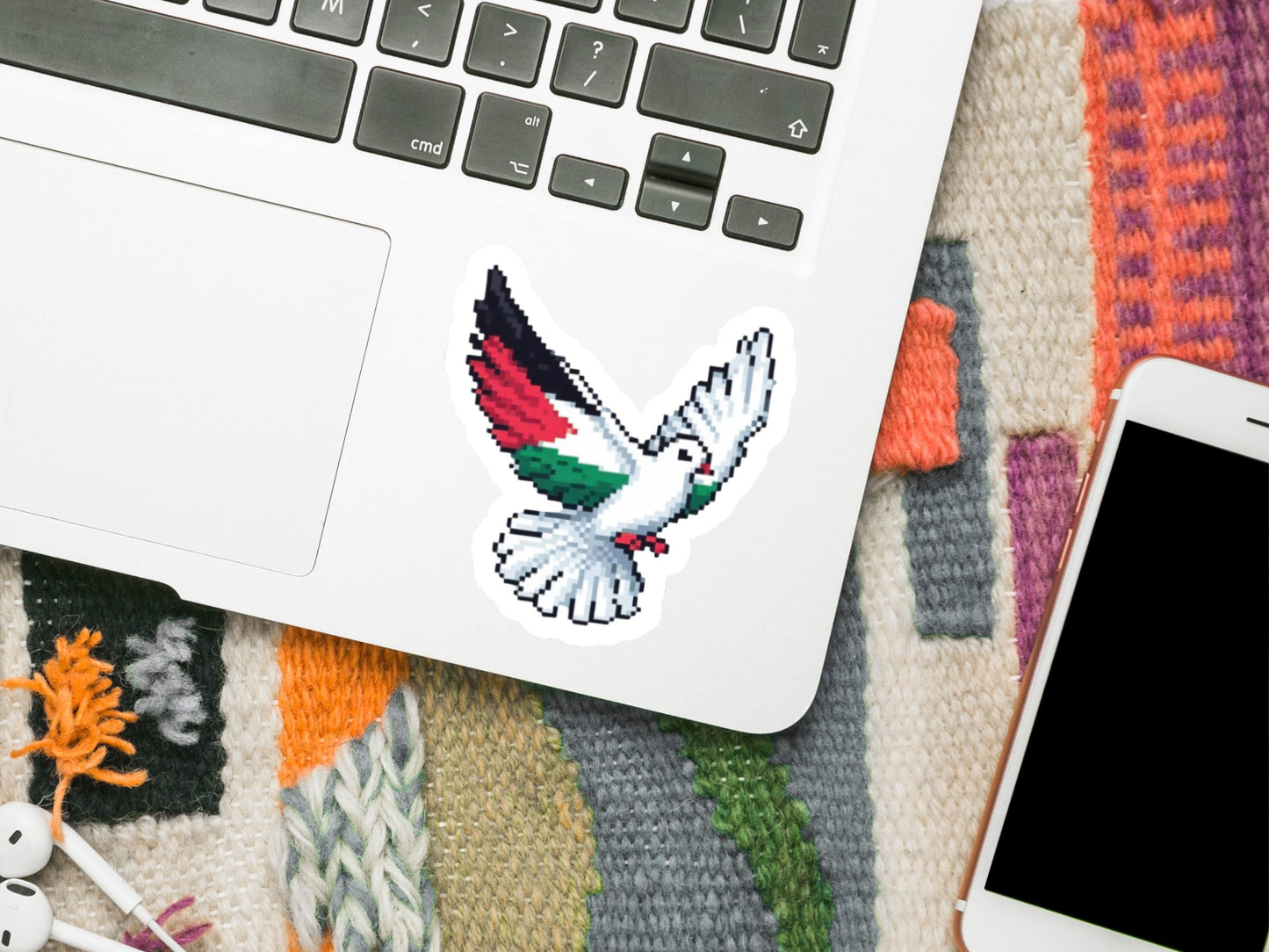 Pro Palestine Peace Dove Sticker - Gloss Vinyl Palestinian Flag Decal for Laptop, Water Bottle, iPad, Kindle - Support Freedom of Gaza