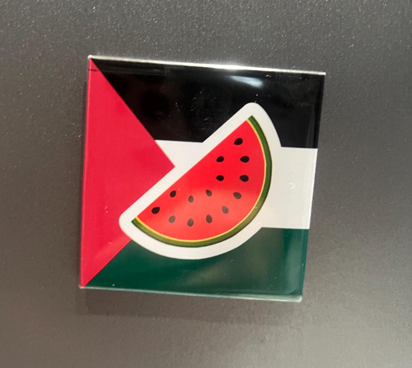 Bold Fridge Magnet for Gaza – Palestine-Inspired Watermelon + Keffiyeh Design – Cultural Activism Gift - Flag of Palestine Locker Magnet