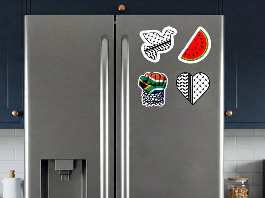Palestine Fridge Magnet – Watermelon and Keffiyeh Design Supporting Palestine & Gaza – Cultural Identity Solidarity Gift
