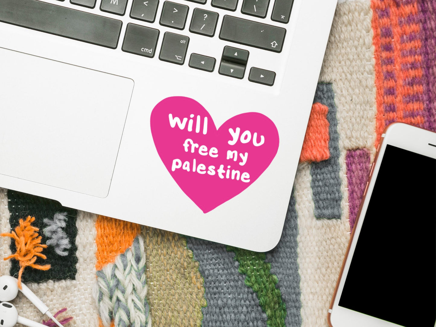 Support Palestine Sticker – Durable Vinyl Decal for Car, iPad, Journal – Glossy Resistance Vinyl - Pink Love Heart Design for Gaza