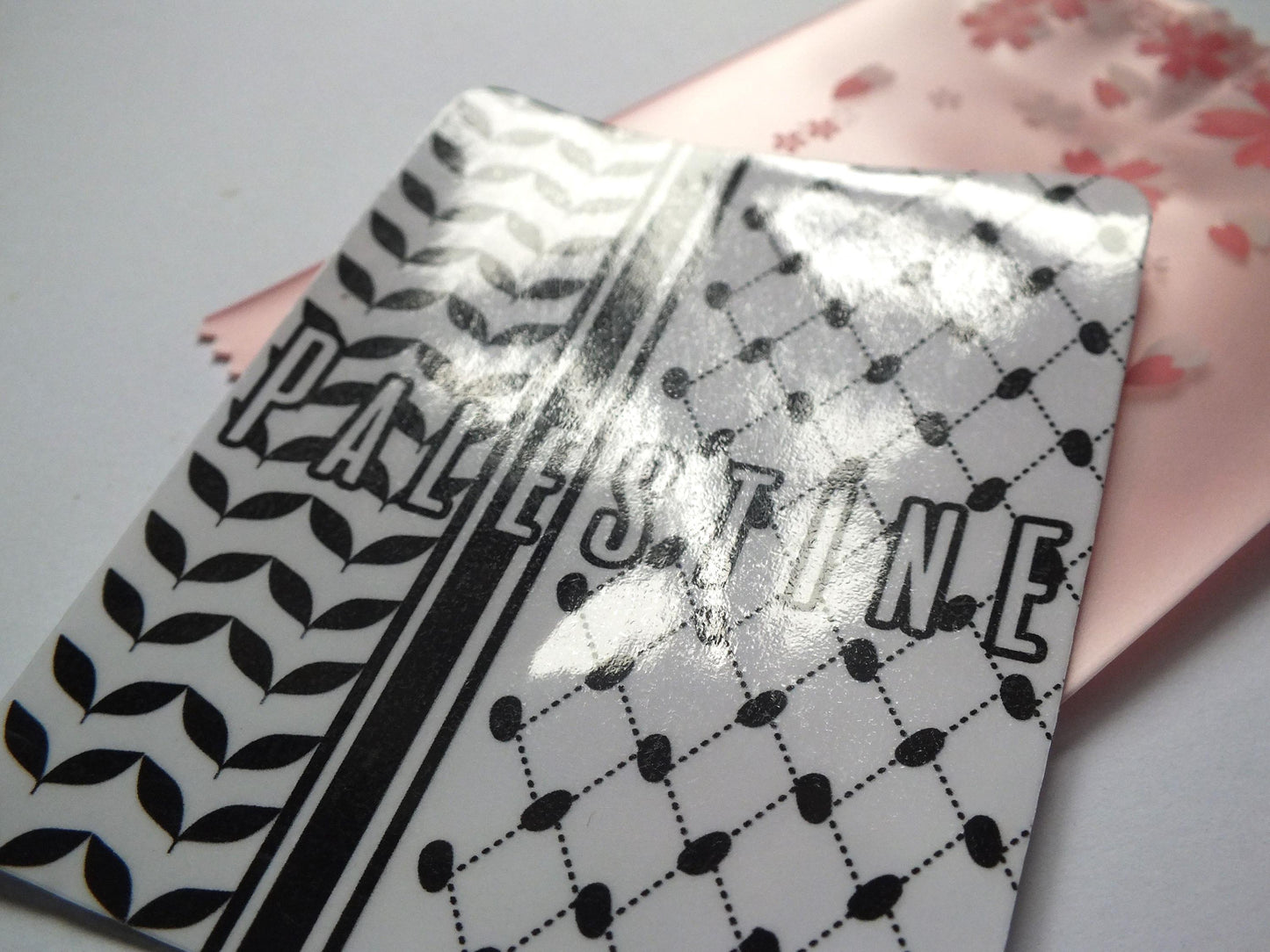 Symbolic Keffiyeh Solidarity Sticker – Glossy Free Palestine Art for Car, Laptop, Water Bottle – Durable Vinyl Decal with Proceeds to Gaza