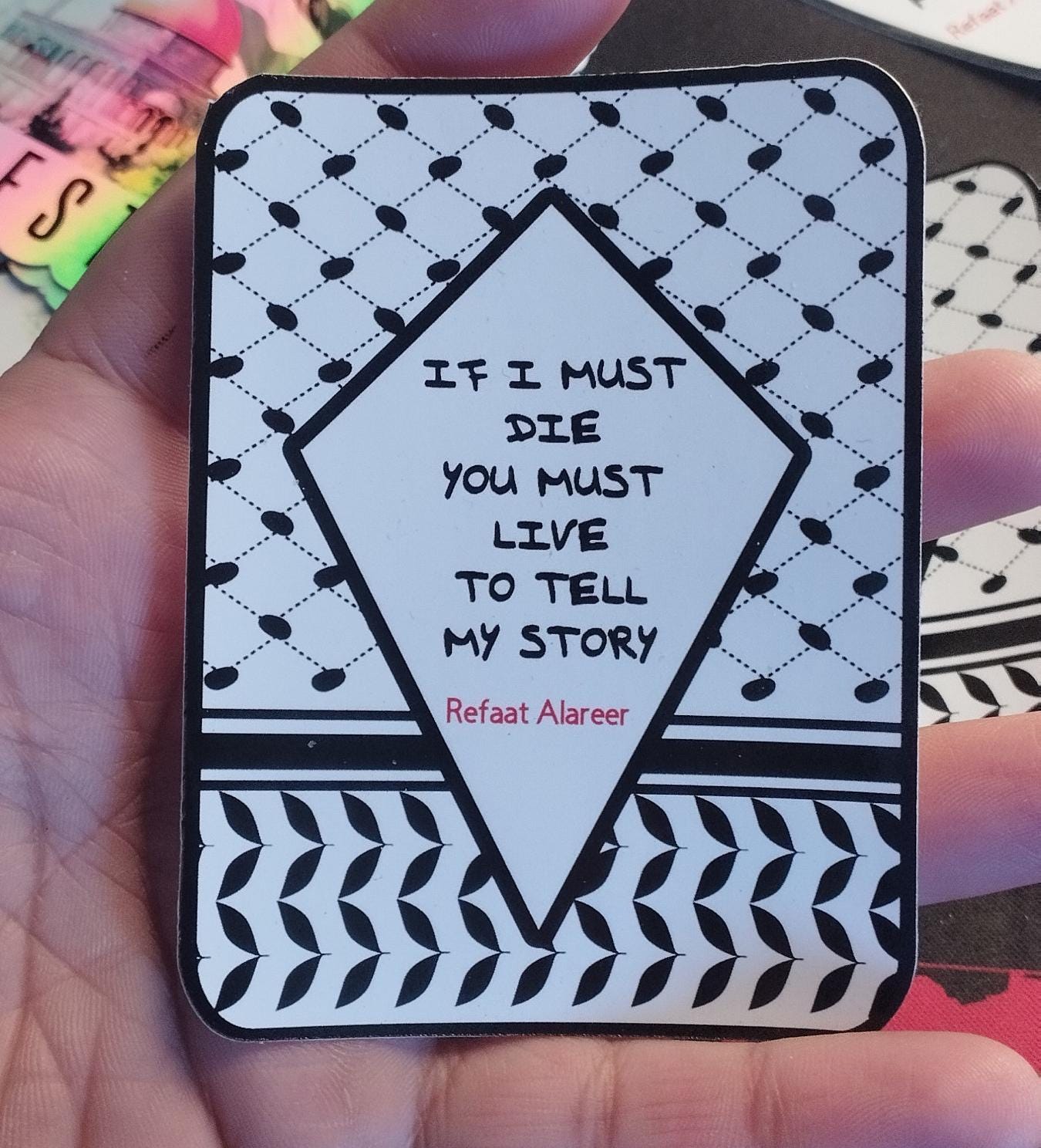 Glossy Vinyl Magnet for Gaza – Keffiyeh Palestine Design for Pro Palestine Activist Fridge Art - Kitchen Decor for Awareness