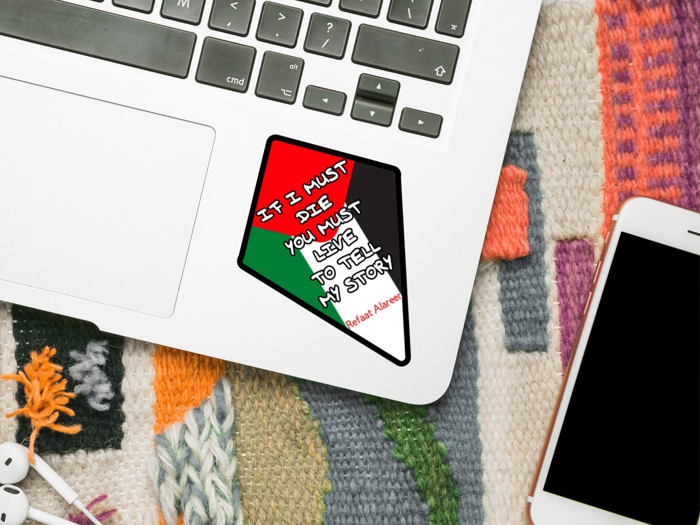 Vinyl Palestine Flag Sticker – Durable Weatherproof Decal for Bumper, Laptop, Water Bottle, iPad - Kite with Palestinian Flag Sticker