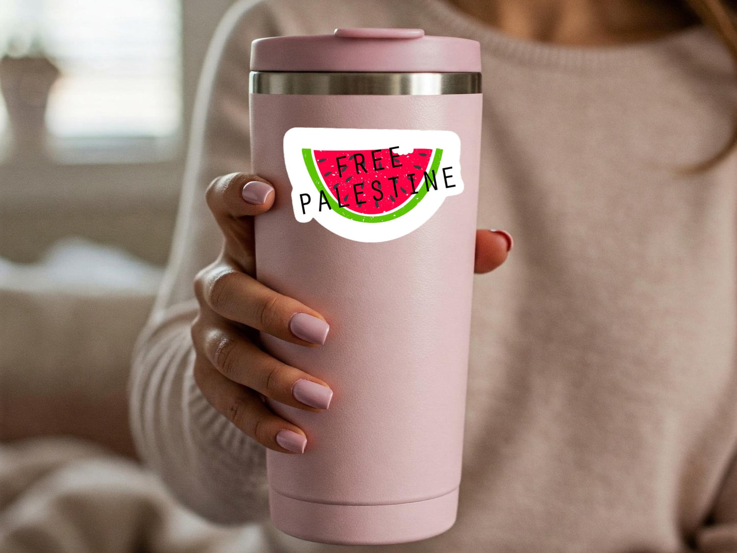 Free Palestine Watermelon Sticker - Palestine Solidarity Vinyl Decal for Laptop, Water Bottle, Car, iPad – Resistance Decal for Gaza
