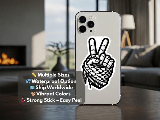 Minimalist Keffiyeh Sticker – Waterproof Solidarity Decal for Car, Laptop, Water Bottle – Palestine Protest Symbol - Profits to Gaza Charity