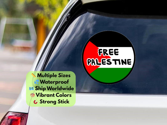 Waterproof Palestine Flag Sticker – Vinyl Decal for Daily Use on Car Bumper, Laptop, Water Bottle, iPhone - Glossy Free Palestine Art
