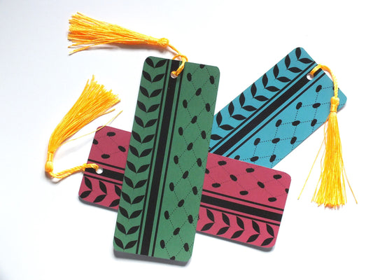 Keffiyah Embroidery Pattern Bookmark - Palestinian Heritage Bookmark – Handmade Solidarity Gift for Activist - Reader Gift for Students
