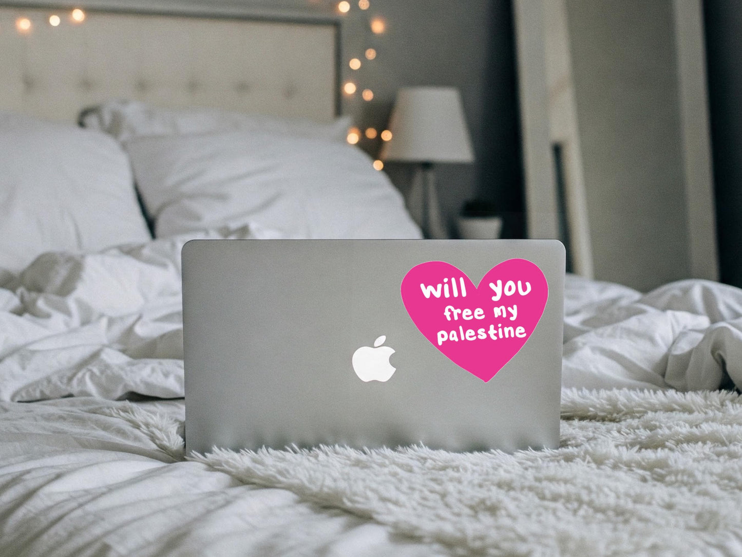 Support Palestine Sticker – Durable Vinyl Decal for Car, iPad, Journal – Glossy Resistance Vinyl - Pink Love Heart Design for Gaza