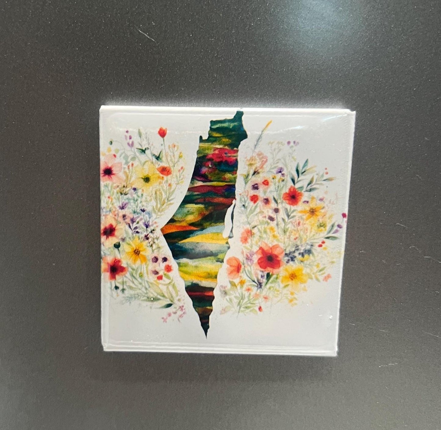 Palestine Activist Magnet for Fridge – Free Palestine Design with Keffiyeh & Watermelon – Political Art Decor with Proceeds to Gaza Charity