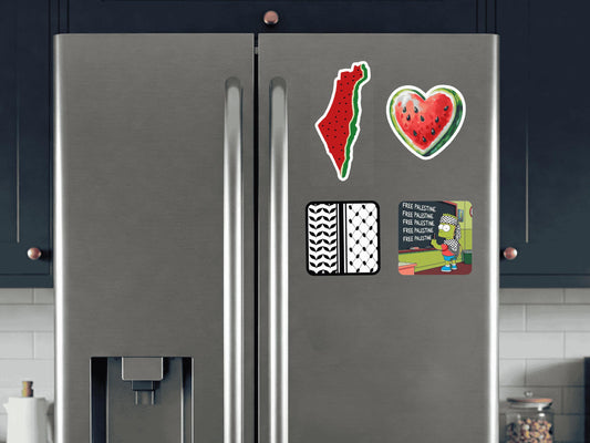Pro Palestine Fridge Magnet – Watermelon and Keffiyeh Design Supporting Palestine – Gaza Cultural Identity Gift for Activist