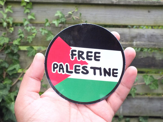 Free Palestine Car Bumper Sticker - Glossy Waterproof Vinyl for Car, Window, Water Bottle – Round Free Palestine Flag Art Sticker
