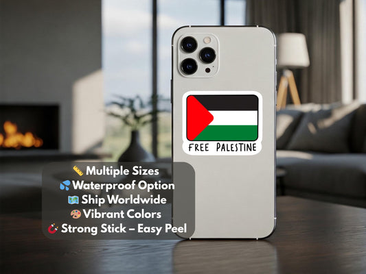Free Palestine Vinyl Sticker - Palestinian Flag Decal for Truck, Hydro Flask, Skateboard, Laptop – Support Freedom of Palestinians in Gaza