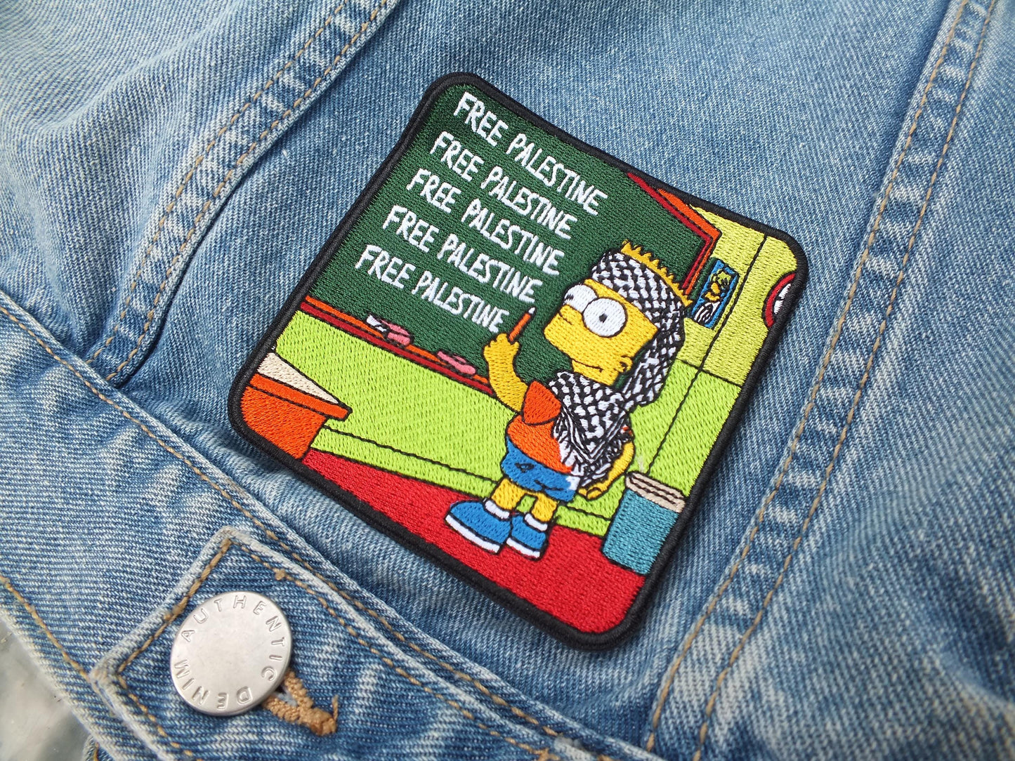 Pro Palestine Activist Patch – Keffiyeh Pattern Embroidery – Iron-On/Velcro Patch for Protest - Political Patch Gift for Awareness