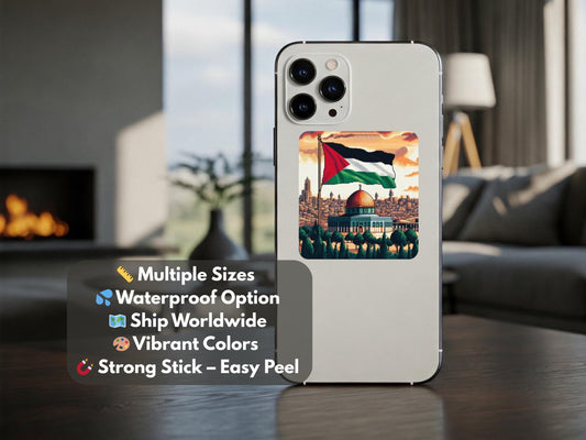 Palestinian Identity Sticker – Flag of Palestine Vinyl Decal for iPhone, Journal, Laptop, Bumper – Resistance Symbol in Solidarity with Gaza