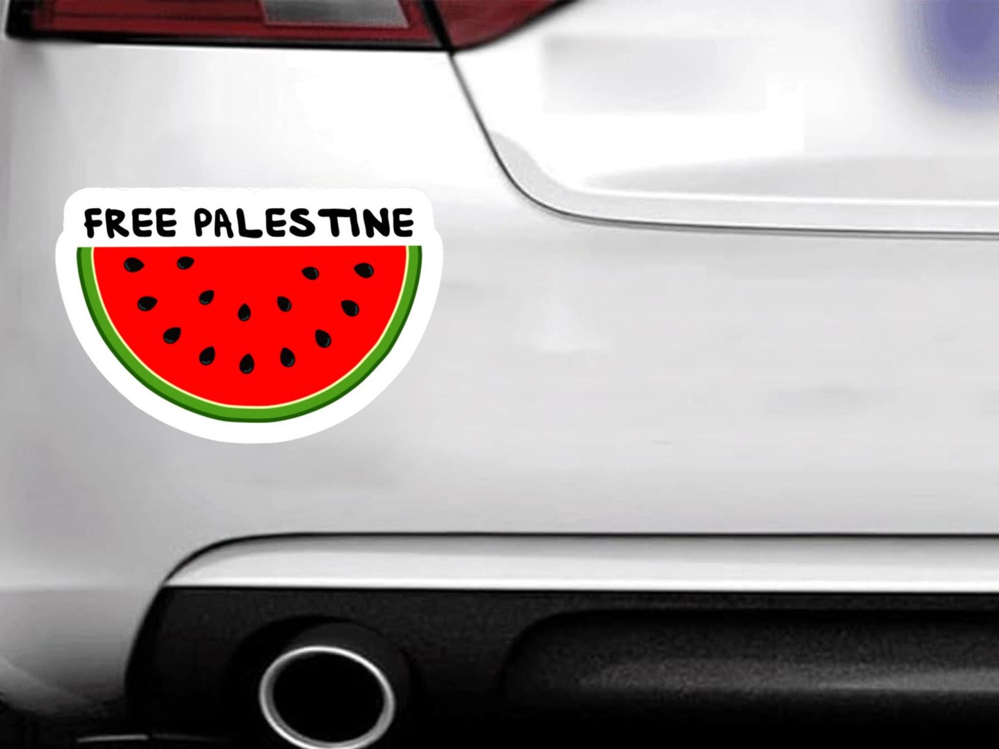Free Palestine Watermelon Vinyl Decal - Waterproof and Splashproof Option - Perfect for Laptop, Water Bottle, Car Window, Bumper - Save Gaza