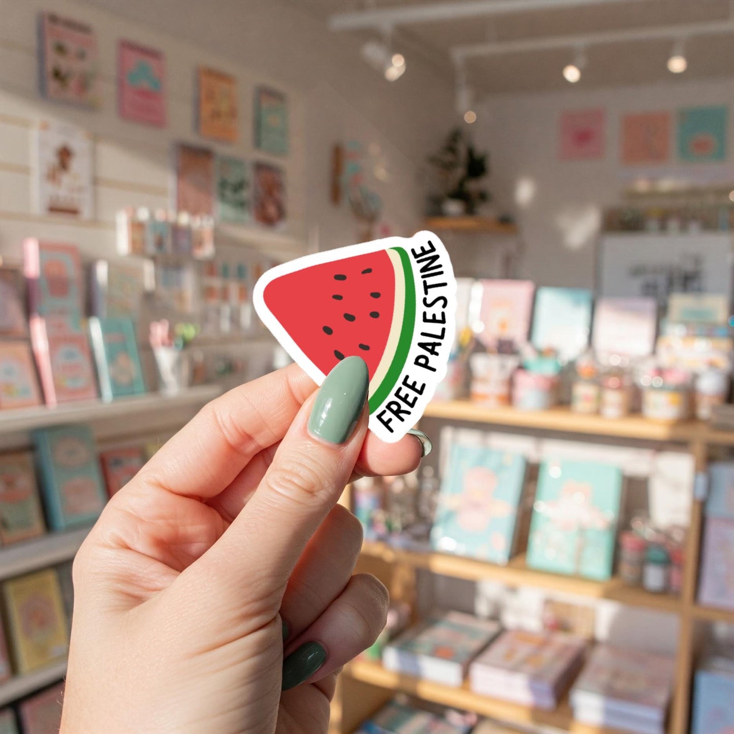 Watermelon Palestine Sticker - Glossy Vinyl Decal for Laptop, Car Bumper, Window, Water Bottle, iPad, Phone Case – Free Palestine Decal