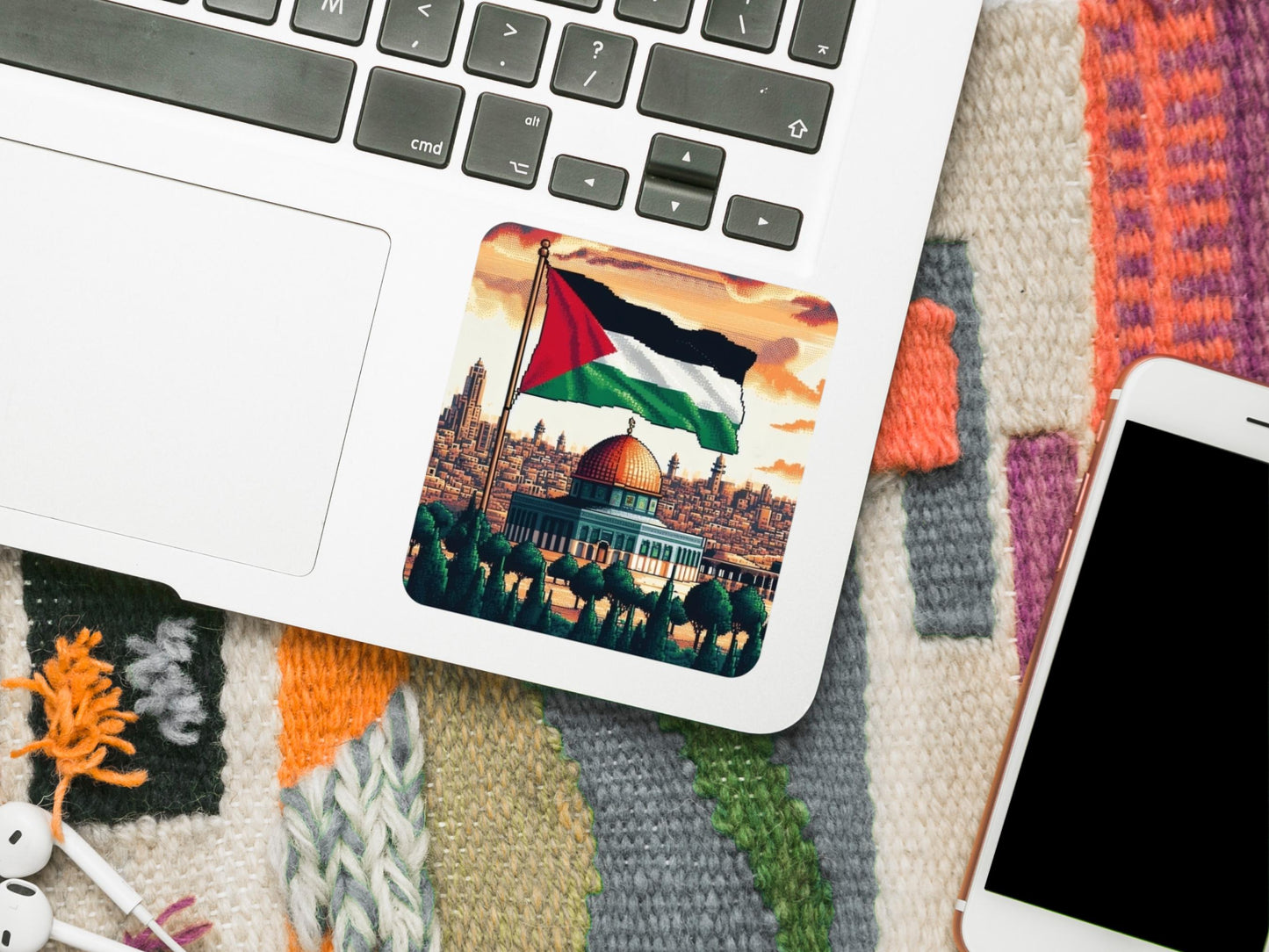 Palestinian Identity Sticker – Flag of Palestine Vinyl Decal for iPhone, Journal, Laptop, Bumper – Resistance Symbol in Solidarity with Gaza