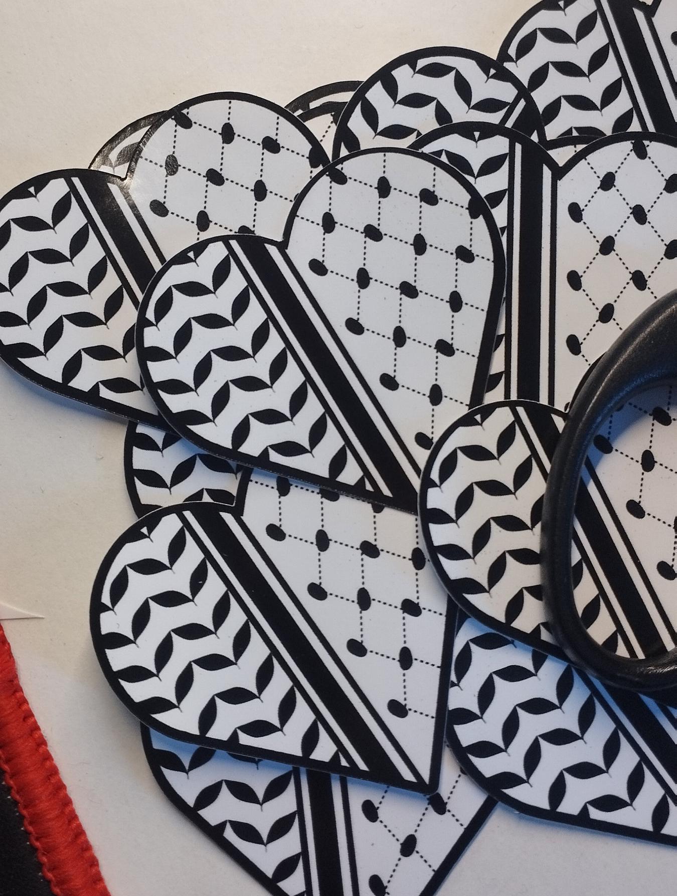 Palestinian Keffiyeh Sticker – Glossy Vinyl Resistance Art for Laptop, Water Bottle, Car Bumper – Symbol of Solidarity with Proceeds to Gaza