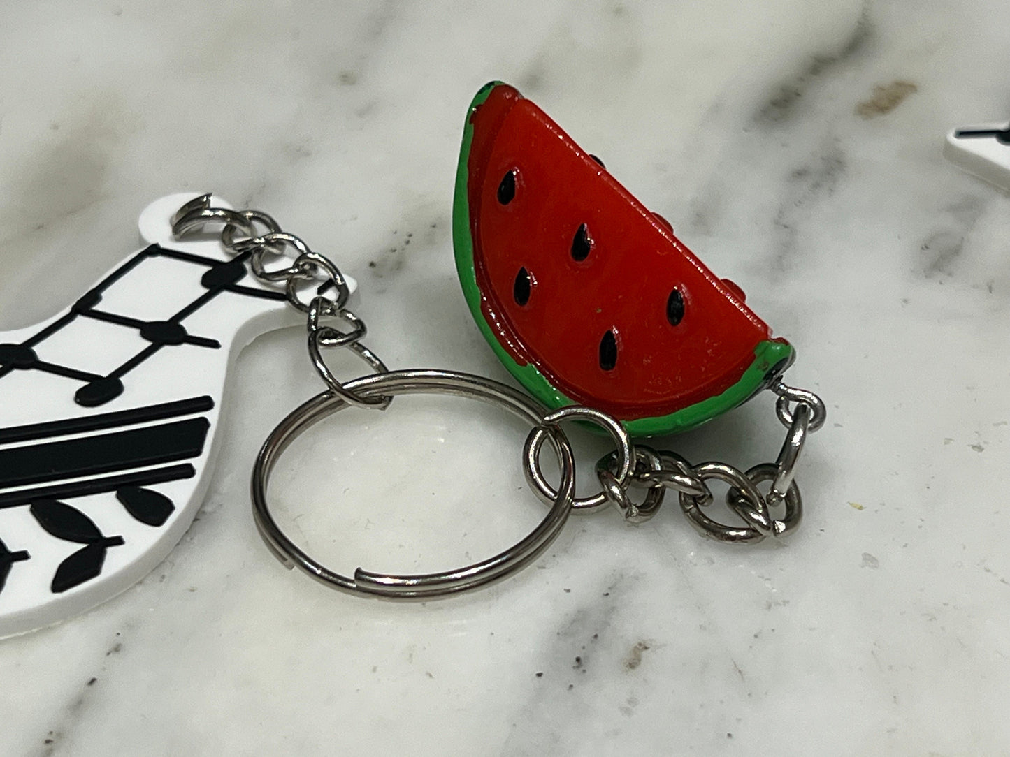 Peace Dove Keychain with Keffiyeh Pattern Charm - Activist Keychain – Palestine Heart in Keffiyeh Print + 3D Enamel Watermelon Charms