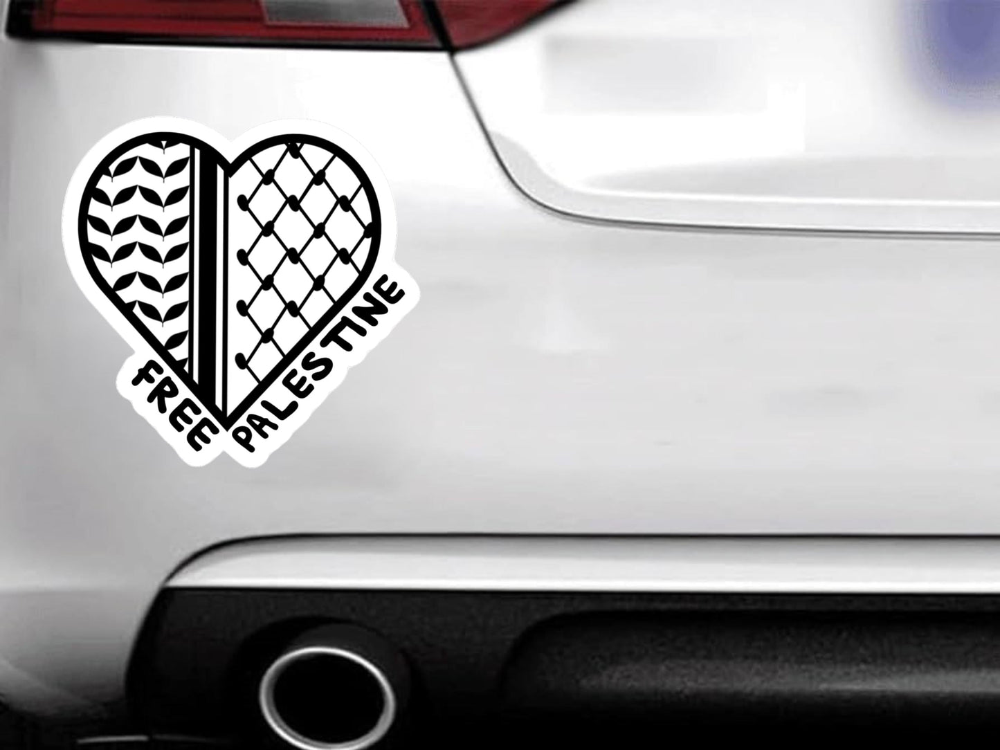 Free Palestine Heart Kuffiya Sticker – Waterproof Vinyl Decal or Splashproof - Palestinian Solidarity Sticker for Car, Laptop, Water Bottle
