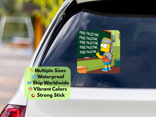 Free Palestine Window Sticker – Palestine Vinyl Decal for Water Bottle, Laptop, Journal, Helmet – Pro Palestine Resistance Art for Gaza