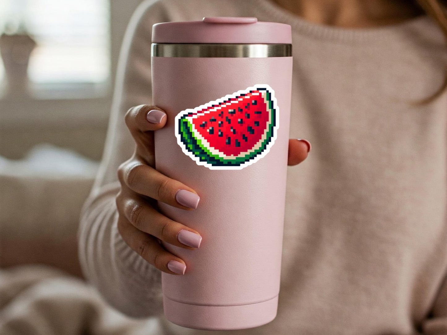 Free Palestine Watermelon Decal - Glossy Sticker for Laptop, Car Window, Water Bottle, iPad, Phone Case, Journal – Symbol of Gaza