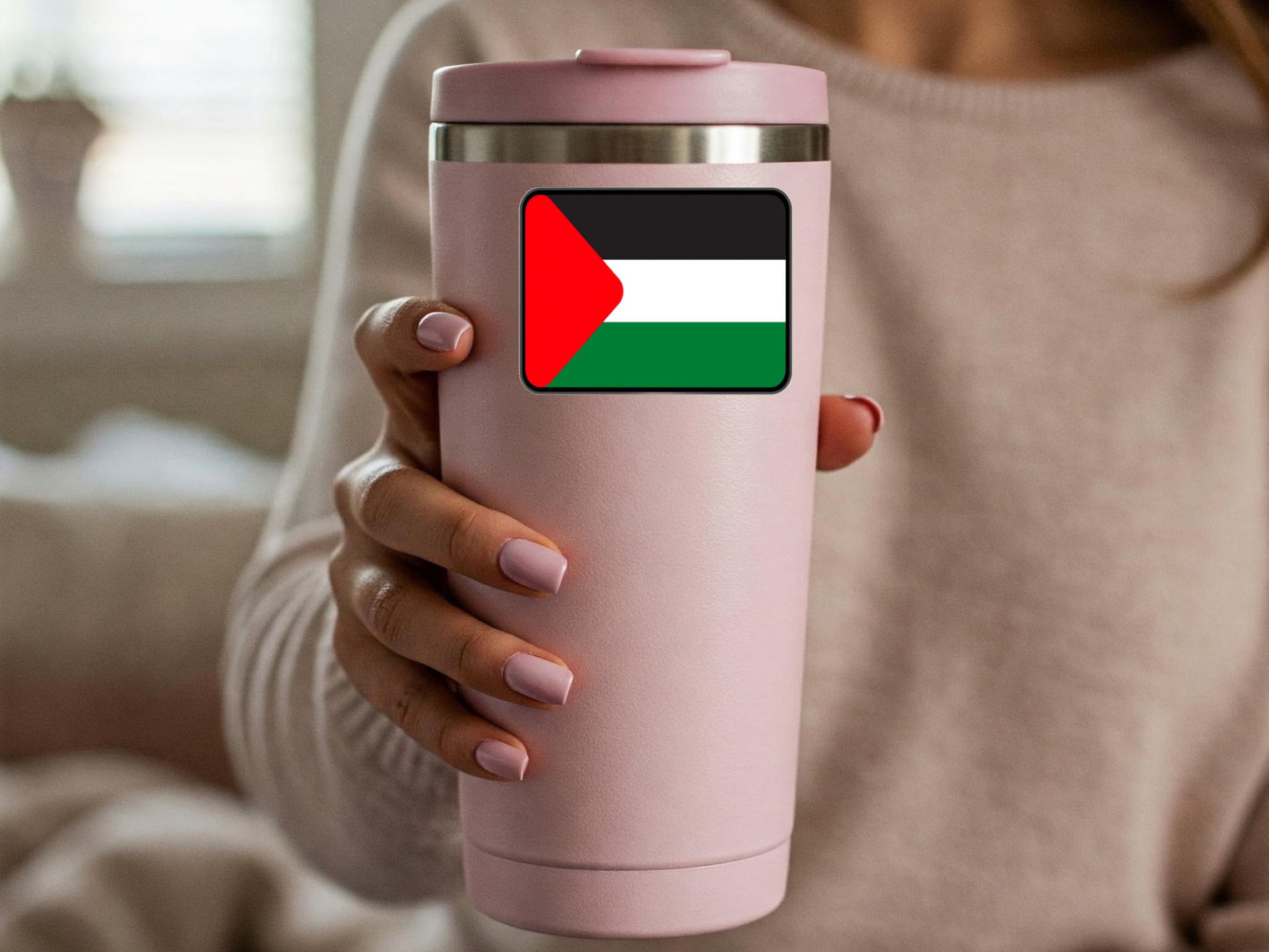 Palestinian Flag Decal – Glossy Vinyl Sticker for Car Windscreen, Water Bottle, Laptop, iPhone – Support Gaza Freedom and Solidarity