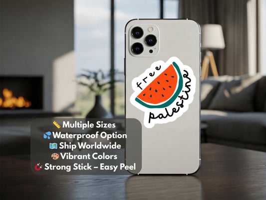 Free Palestine Watermelon Stickers for Gaza - Palestinian Solidarity Decals for Car Bumper, iPhone, Kindle, Helmet, Laptop - Profits to Gaza