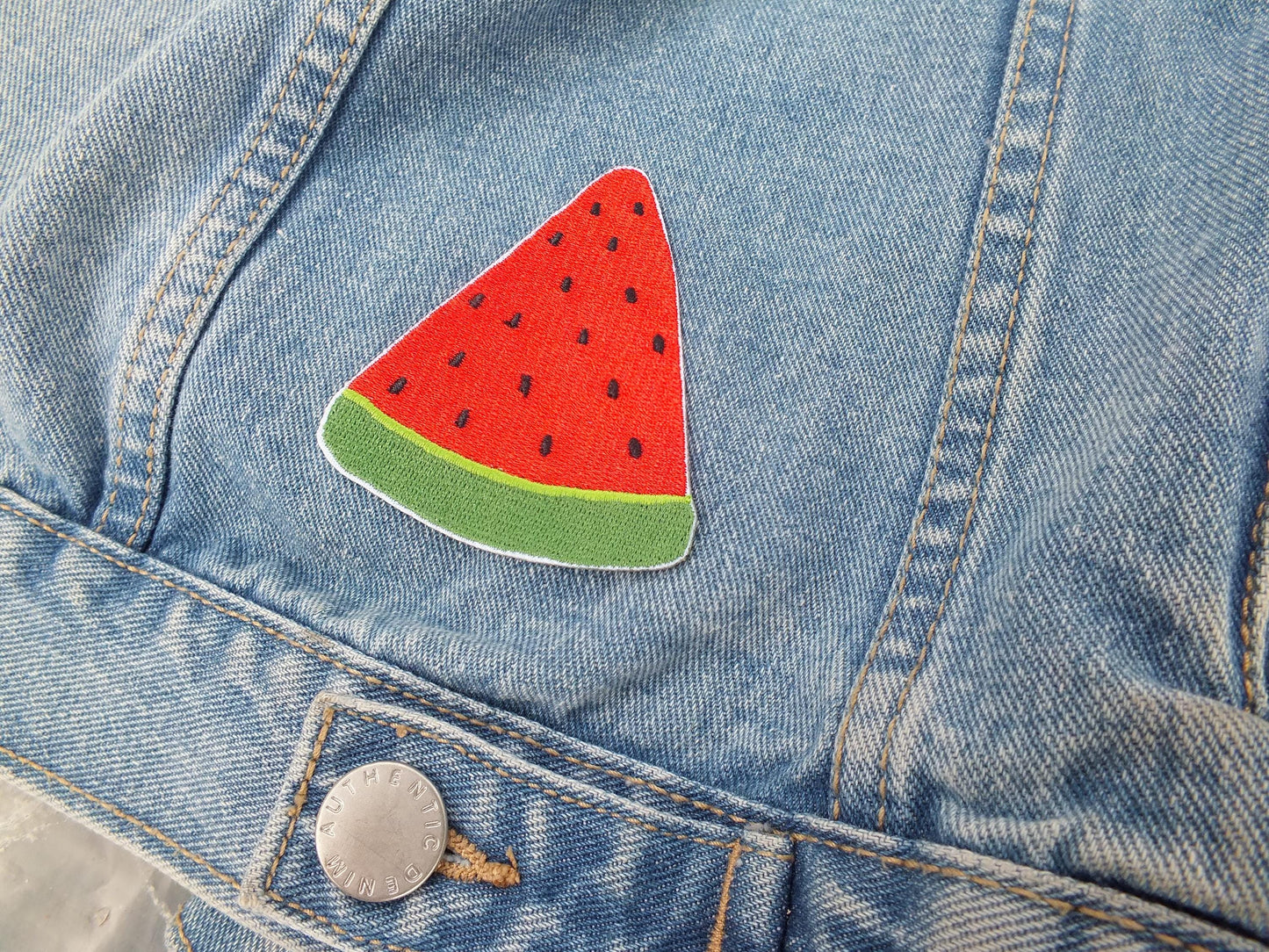 Free Palestine Patch – Watermelon Design Embroidery – Iron-On or Hook & Loop for Jacket or Backpack - Gift for Pro Palestinian Activist