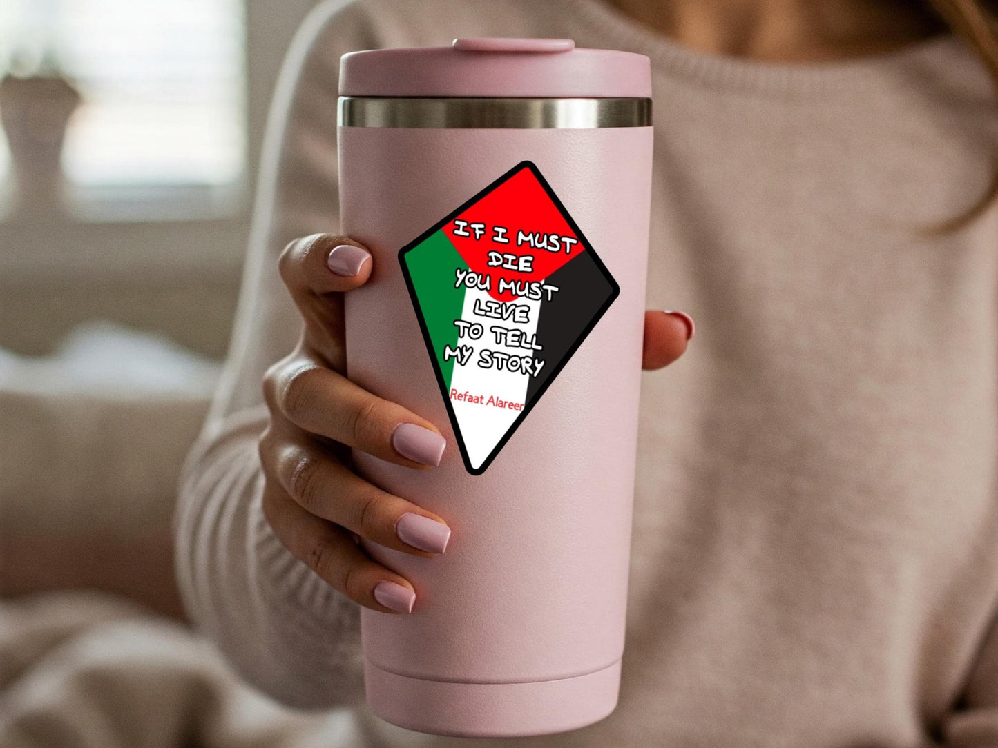 Vinyl Palestine Flag Sticker – Durable Weatherproof Decal for Bumper, Laptop, Water Bottle, iPad - Kite with Palestinian Flag Sticker