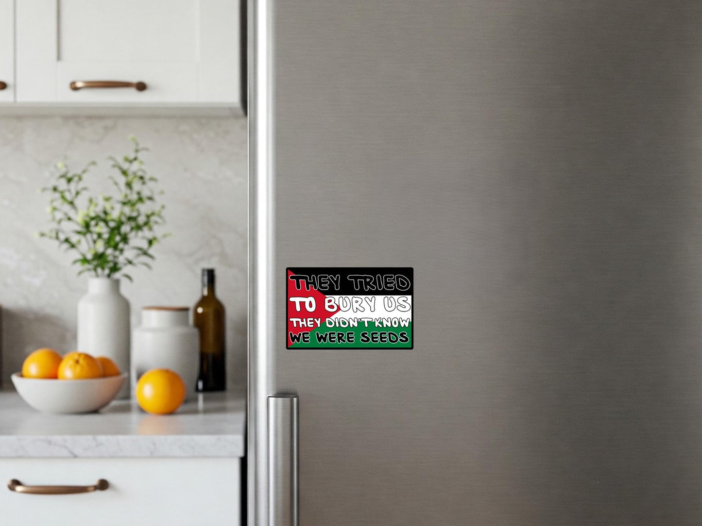 Watermelon Magnet – Free Palestine Symbol for Fridge or Locker – Bold Vinyl Activist Art Gift - Palestinian Flag Artwork Design