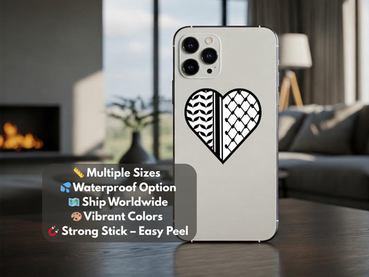 Keffiyeh Laptop Sticker – Palestine Embroidery Pattern Art for Water Bottle, Bumper, Journal – Political Vinyl Decal with Proceeds to Gaza
