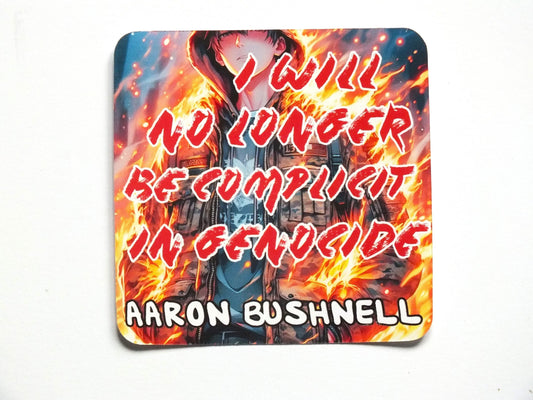 Aaron Bushnell Protest Sticker for Palestine - Waterproof Decal for Car Bumper, Windshield, Notebook, iPad - Solidarity Stickers