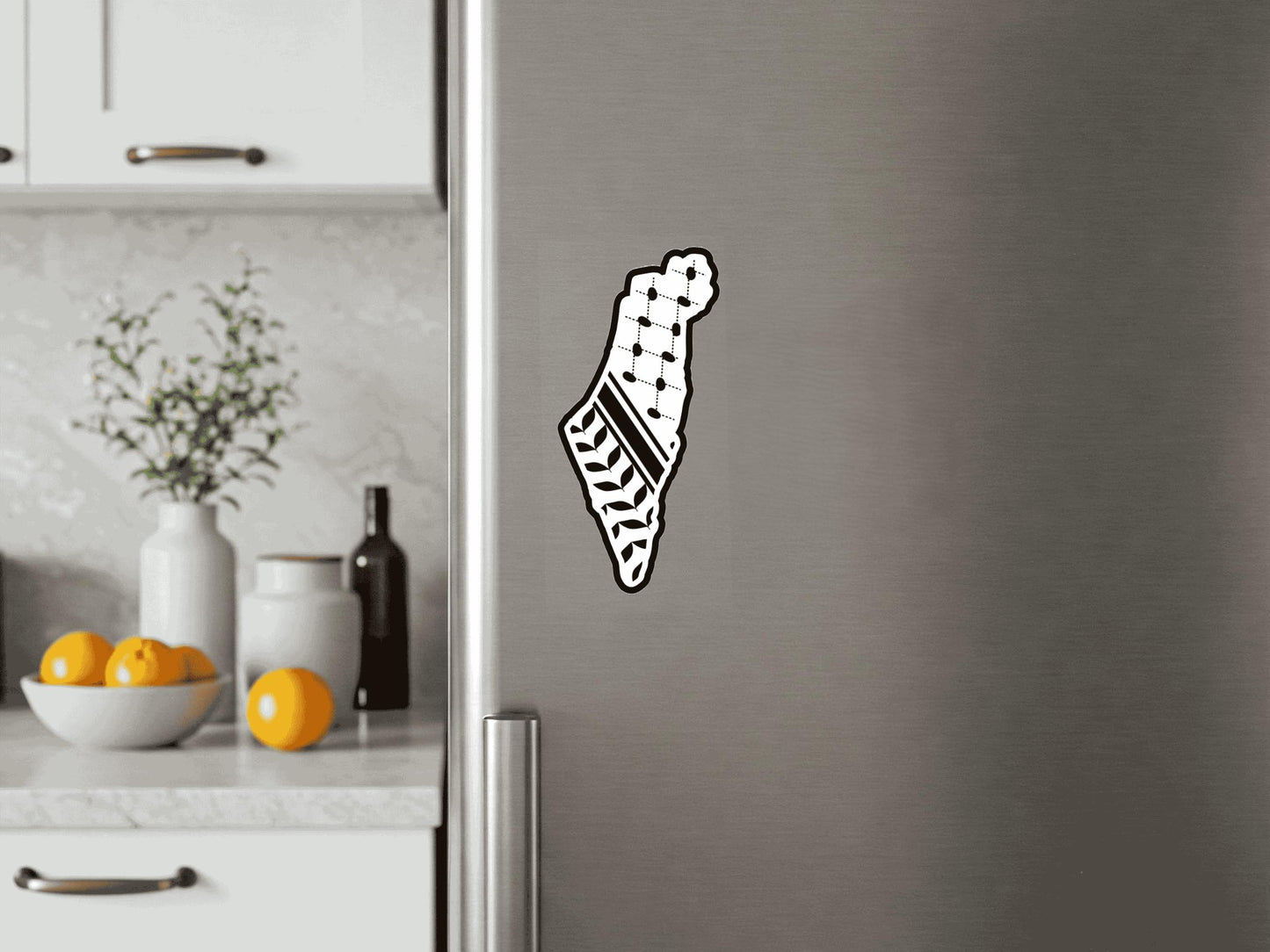 Pro Palestine Fridge Magnet – Keffiyeh Illustration – Resistance Art for Kitchen, Locker, Office Decor - Map of Palestine Gloss Magnet