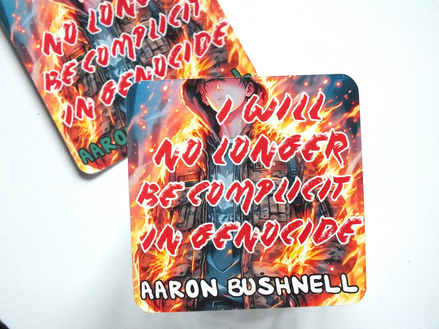 Aaron Bushnell Protest Sticker for Palestine - Waterproof Decal for Car Bumper, Windshield, Notebook, iPad - Solidarity Stickers