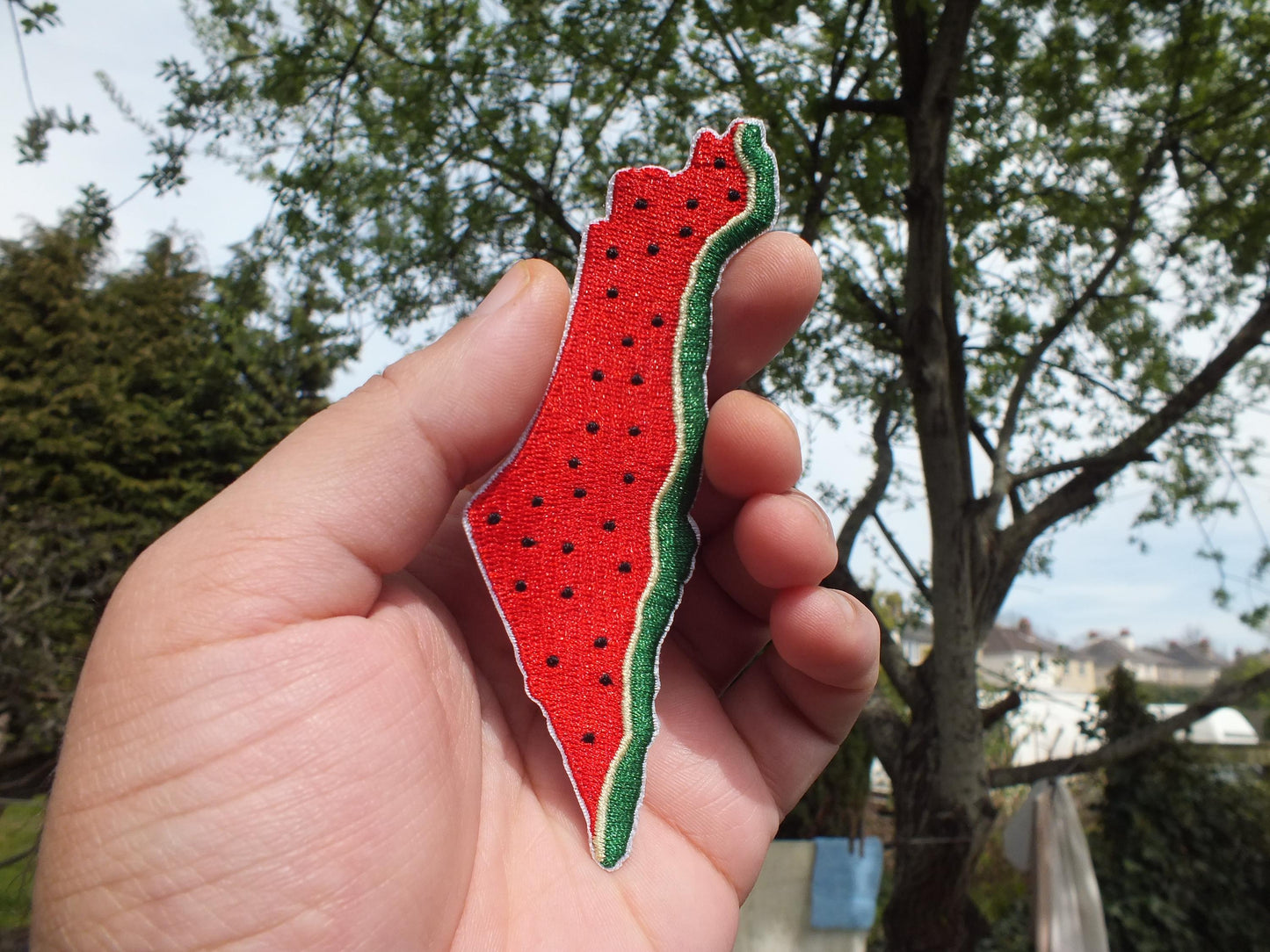 Palestinian Symbol Patch – Embroidered Watermelon Design – Iron-On/Velcro Patch for Protest or Pride - Map of Palestine Patch for Jacket