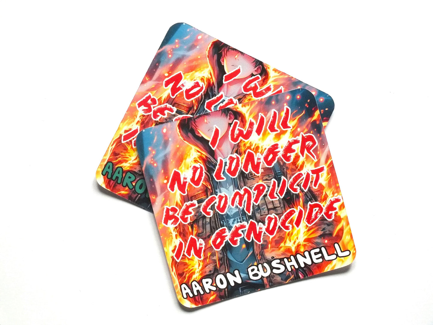 Aaron Bushnell Protest Sticker for Palestine - Waterproof Decal for Car Bumper, Windshield, Notebook, iPad - Solidarity Stickers