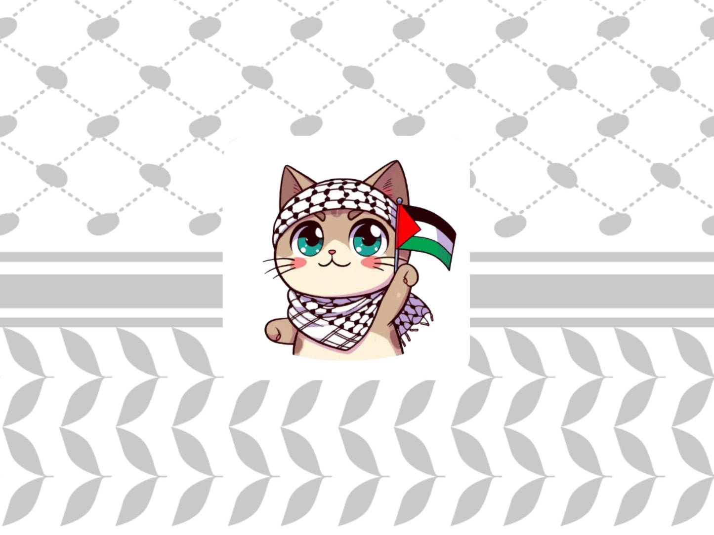 Protest Art Magnet for Gaza – Palestinian Design with Watermelon and Keffiyeh for Fridge or Locker Decor - Square Magnets with Cats