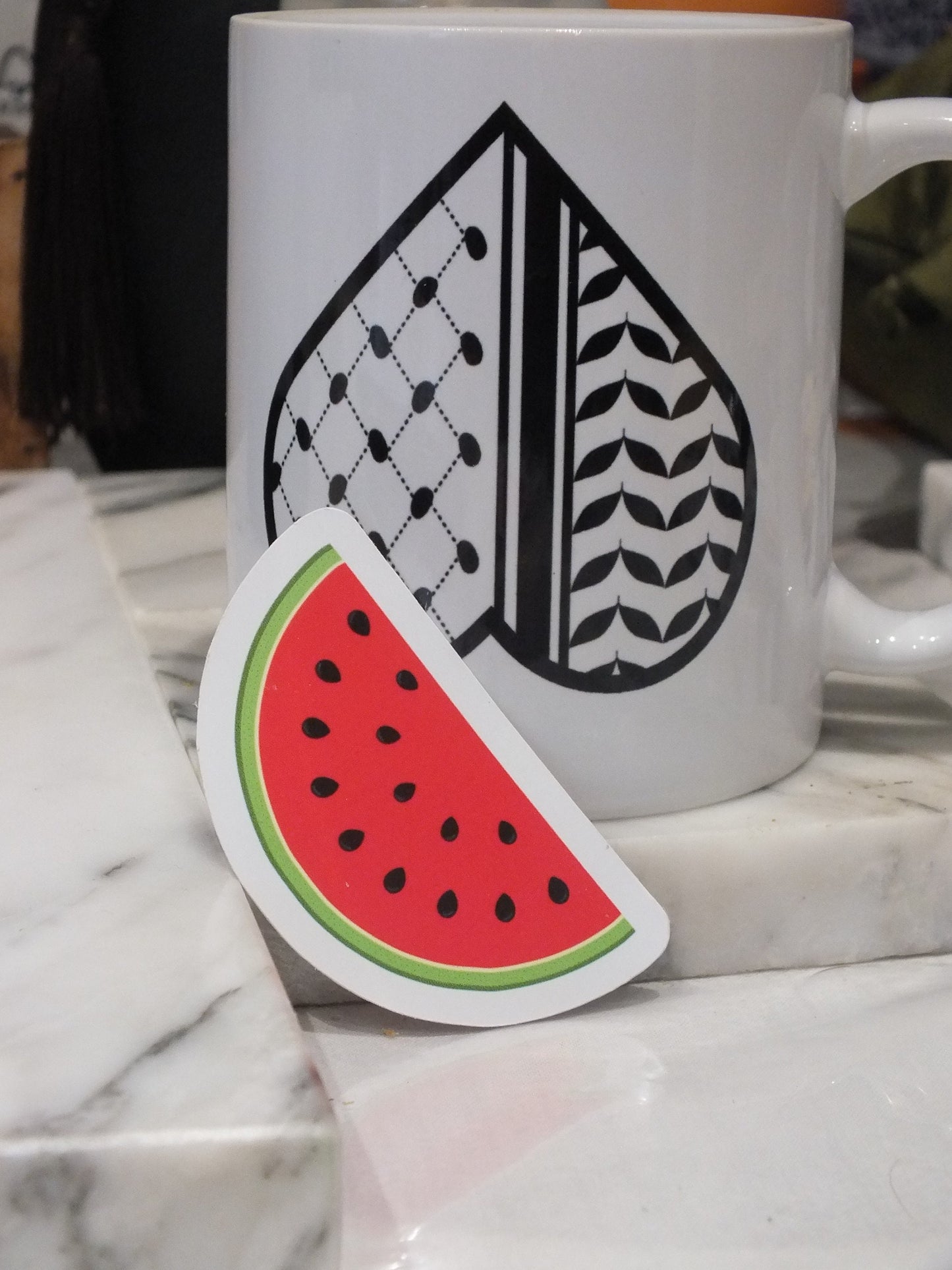Palestinian Watermelon Vinyl Sticker - Minimalist Decal for Phone, Car Window, Skateboard, Water Bottle – Subtle Protest Sticker for Gaza
