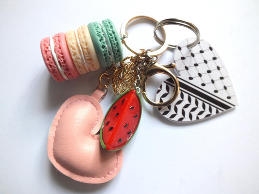 Palestinian Bag Charm with Watermelon Kuffiyah Pattern Keychain Palestine Lanyard Gifts That Support Gaza Fundraiser Keffiyeh Jewelry