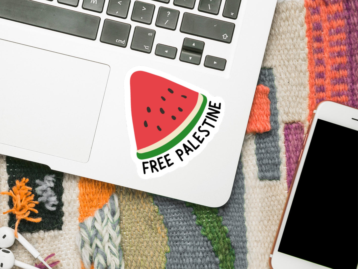 Watermelon Palestine Sticker - Glossy Vinyl Decal for Laptop, Car Bumper, Window, Water Bottle, iPad, Phone Case – Free Palestine Decal