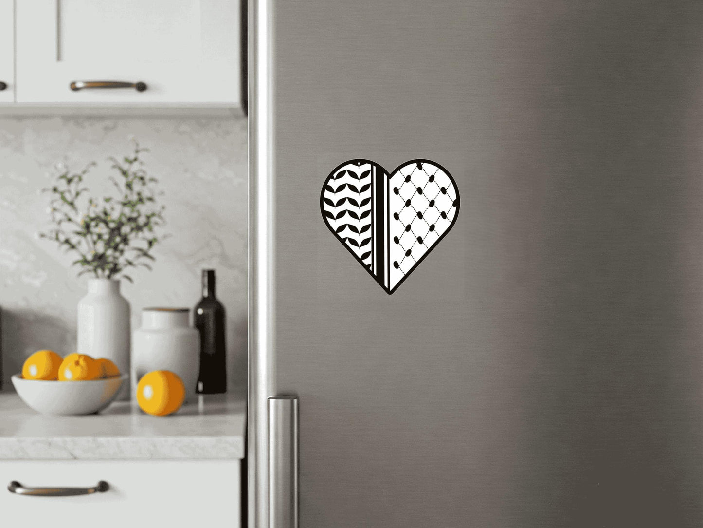 Pro Palestine Fridge Magnet – Keffiyeh Illustration – Resistance Art for Kitchen, Locker, Office Decor - Map of Palestine Gloss Magnet